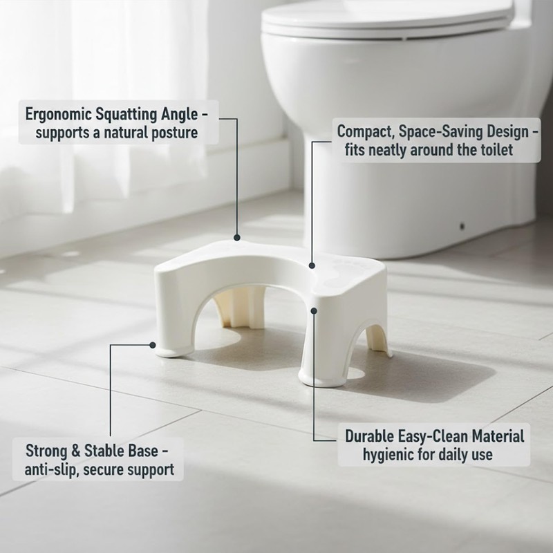 ASPIRE UK Squatting Toilet Stool White Red Ergonomic Toilet Footrest