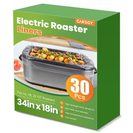 CAREGY Electric Roaster Liners 34 x 18 Inch 30 Counts Disposable Roaster Liners Fits 16, 18, 22 Quarts Roasters, Roasting Oven Liners Cooking Bags for Immediate Cleanup