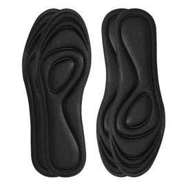 Insoles (4 x 2 Pairs) Insoles, Ergonomic Shock Absorption, Arch Heels, Women's, Men's, Size Adjustment, Odor Resistant, Unisex, Mountaineering, Standing Work Insoles (Black, L: 9.8 - 11.2 inches (25 -