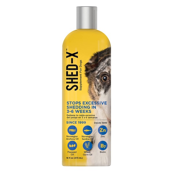 Shed-X Liquid Dog Supplement, 16oz – 100% Natural – Helps Control Excessive Dog Shedding with Fish Oil for Dogs Supplement of Essential Fatty Acids, Vitamins, and Minerals