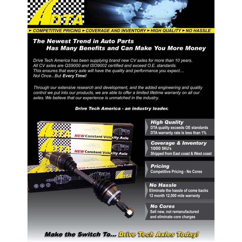 DTA Front CV Axle Shaft Fits Left or Right 1997