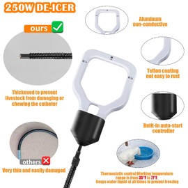 250 Watt Bird Bath Heater, Cast Aluminum Submergible Farm De-Icer Thermostatic Control Chicken Water Heater, Bird Bath Deicer for Outdoors in Winter for Livestock, Poultry, Animal, Birds Drinking