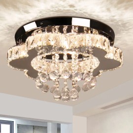 Luxury K9 Crystal Ceiling Pendant Dimmable LED Lighting Fixture Remote Control Flower Design for Kitchen Surface Mount LightingShade  color: Dimmable, Design Style: Modern, Lamp Power(W): 20, Number of Lights: LED