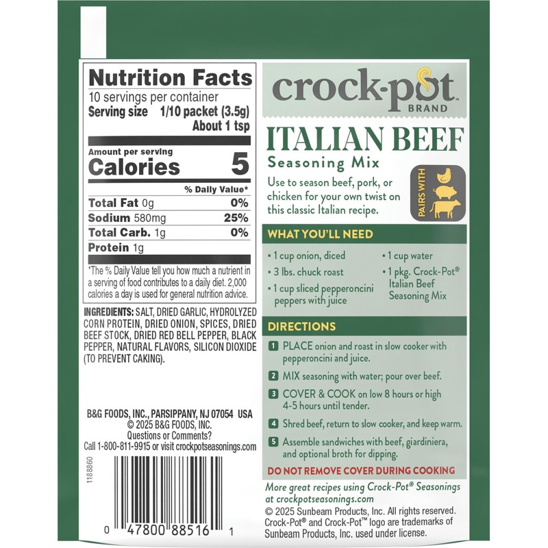Crock-Pot Italian Beef Seasoning Mix, 1.25 Ounce (Pack of 12)