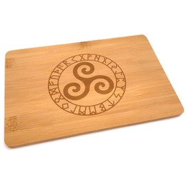 Samunshi® Wooden Board with Engraving Triskele Runes Made of Bamboo Board Chopping Board Small Bread Board Wooden Chopping Boards Wooden Board Kitchen