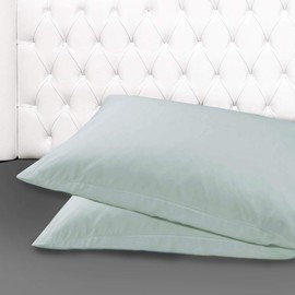 Giovanni Dolcinotti Set of 2 Pillowcases for Double and Single Bed, 40 x 70 cm, 100% Cotton, Made in Italy, Aqua Blue