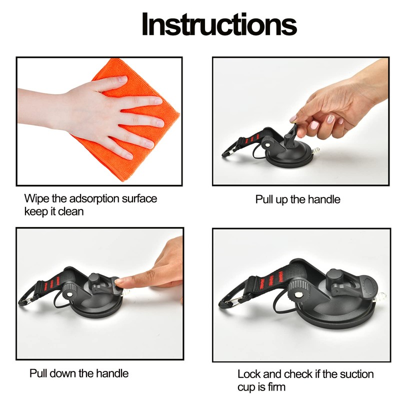 Suction Cup Camping Set - 4 Pieces Suction Cup Hooks