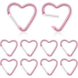 10PCS heart shape carabiner clips - featuring pink carabiner and heart shaped keychain - perfect for key rings, dog leashes, and water bottle holders