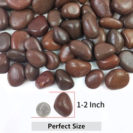 YISZM Rocks for Plant 5lbs, Red River Rocks 1-2 Inch Natural Pebbles for Indoor Plants, High Polished Decorative Stones Vase Filler Fish Tank Aquariums Landscaping Garden