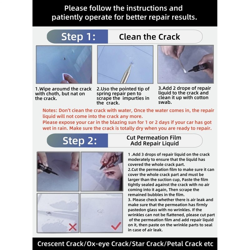 Windshield Crack Repair Kit - Glass Scratch Repair Kit -