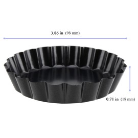 YUENPUN 10 PCS 10cm Quiche Pan, 4 Inch Mini Black Tart Pan, Non-Stick Tart Tin Pans Removable Bottom Flan Tins with Loose Base for Baking, Cooking