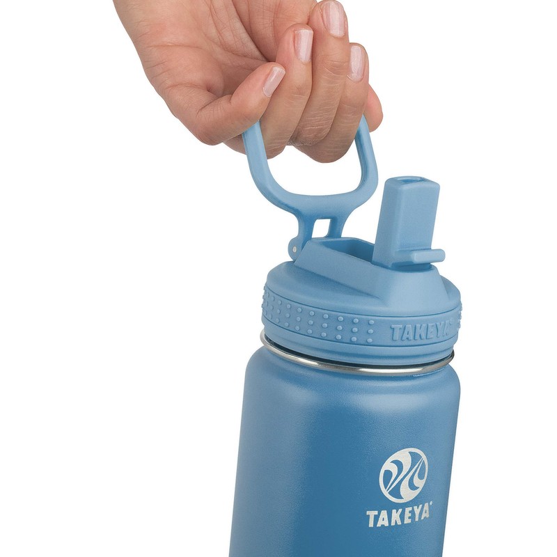Takeya Actives Insulated Water Bottle w/Straw Lid, Bluestone, 24 Ounces