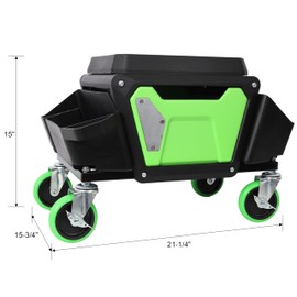 Donext Heavy Duty Rolling Mechanic Stool with Wheels, 330lb - Mechanic Creeper with Soft Rubber Cushion, Brake Wheels for Auto Repair, DIY Garage, Rolling Stool, Green