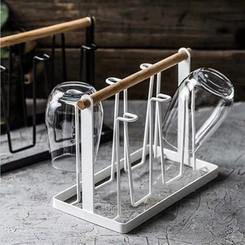 ComLeo Portavasos De Acero Con Asa De Madera Base Metálica