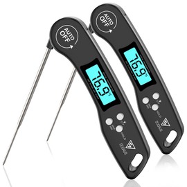 DOQAUS Digital Meat Thermometer, 2 Pack Instant Read Food Thermometer for Cooking, Kitchen Probe with Backlit & Reversible Display, Wide Temperature Range for Turkey, Bread, Baking, Sourdough