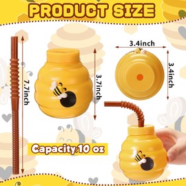 Mifoci 24 Pcs Spring Daisy Honeycomb Party Favor Drinking Cups with Lids, 10 oz Toy Bee Cups for Bee Birthday Party, Honeycomb Day Themed Party, Baby Shower Party Decorations Supplies Favor