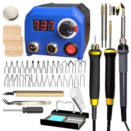 FIRElood LH55-2-3 Wood Burner kit Wood Burning Tool Pen 25~750℃, Wood Burning kit with Digital Thermometer Temperature Adjustable Temperature, 3 pyrographic Wood Burning pens, 37 Wood Burning Pen Tips
