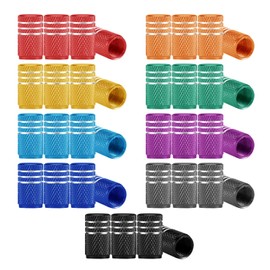 LIANHATA Tire Stem Valve Caps 36pcs Aluminum Alloy Valve Stem Caps Wheel Valve Cover Tire Caps Dustproof for Car Truck Car Motorcycle (9 Colors)
