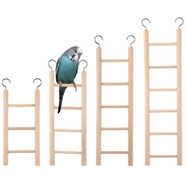 EupHHonycs 4PCS Wooden Ladders for Bird Cages 4 Sizes Wooden Ladder Birds Toys Parrot Step Ladders Cage Hanging Bird Climbing Toys for Parakeets, Parrots, Cockatoo and Lovebirds