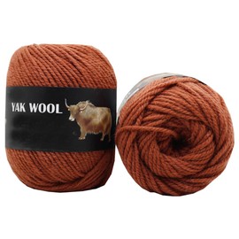 LONGJUN 4 Skeins Yak Wool Yarn, Medium Worsted Weight, 25% Yak, 50% Wool, 25% Acrylic, 480yds/400g (Deep Orange)