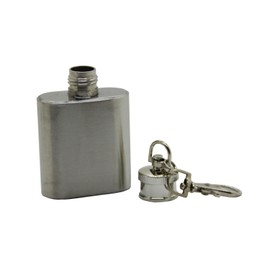 FixtureDisplays Portable 1oz Mini Stainless Steel Hip Flask Alcohol Flagon with Keychain 107