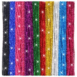 TOAOB 100 Stück Glitzer Pfeifenreiniger Chenilledraht Bunt Biegeplüsch 30cm Lang und 6mm Breit für Basteln und Dekorieren
