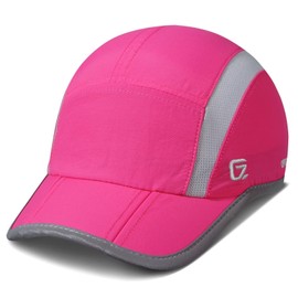 TITECOUGO Quick Dry Running Cap Reflective Sports Hat Night Workout Hats for Men Women Summer Sun Dad Hat Dri Fit Cooling Hat for Golf Hiking Outdoor Camping Gym Travel Baseball Cap Rose Red