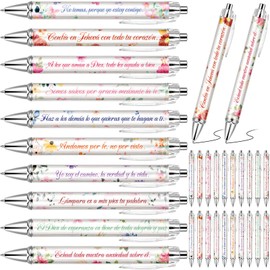 Sinload 80 Pcs Spanish Bible Verse Ballpoint Pens Christian Gifts for Women Inspirational Religious Pens Bulk Appreciation Gifts for Staff Employee Coworker Office Church Floral Flower Pens