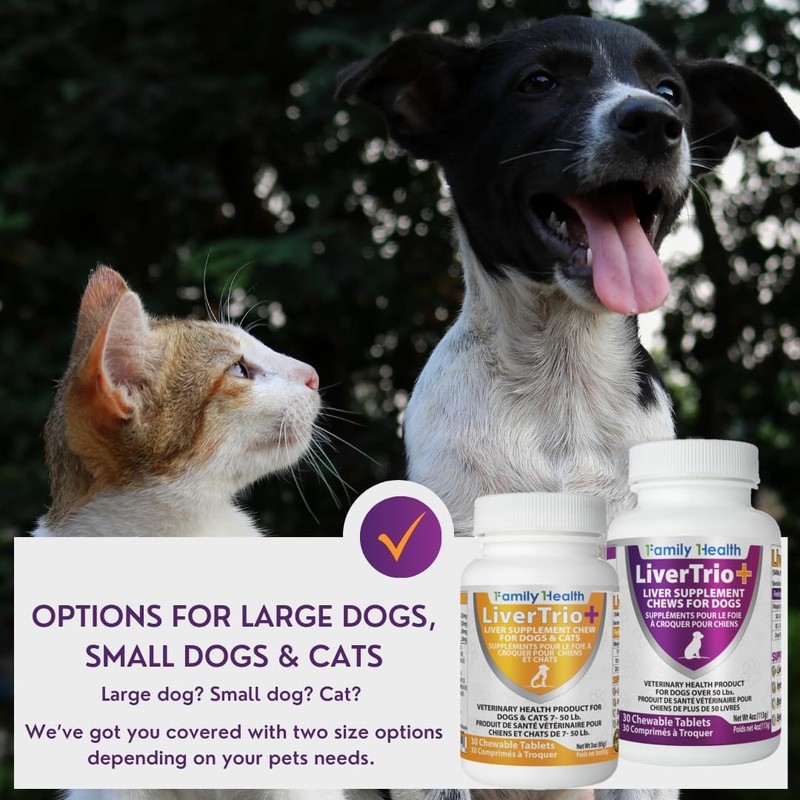 LiverTrio+ Comprehensive Liver Support Supplement for Large Dogs. Flavorful Chewable