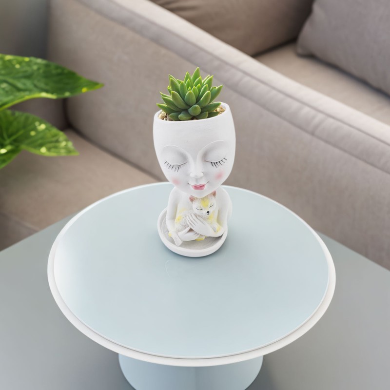 Face Flowerpot Fadeless Resin Head Planter DIY Decorative Adorable Succulent