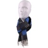 Wool Scarf Men's Winter Scarf Checked in Anthracite Blue Grey