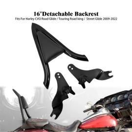 HDBUBALUS 16" Black Passenger Backrest Sissy Bar For Harley Touring Electra Road Glide 09+