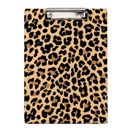 Britimes Clipboard Decorative Office School Hardboard Wood Nursing Clip Board and Pull for Standard A4 Letter Size Cheetah Leopard Print 12.6" X 8.9"