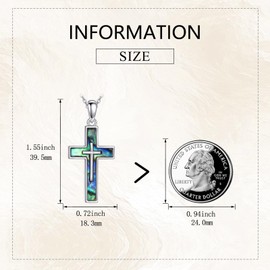 AXELUNA Cross Necklace Sterling Silver Abalone Shell Religious Cross Pendant Jewelry Christian Gifts for Women Men