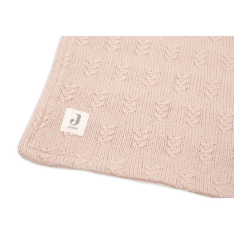 Jollein 517-511-67066 Babydecke Strick Grain Knit mit Teddyfell rosa (75x100