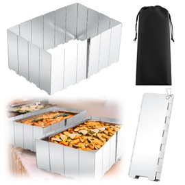 MorningRo 1 Pcs 20 Plate Chafing Dish Wind Stove Camping Guard 67 x 7.8'' Stainless Steel Wind Cover Folding Outdoor Windscreen with Drawstring Bag for Camp Picnic Burner Guard (Sliver)