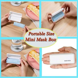 Portable Mini Size Face Mask Case for Man Women,Green Blue White Color Easy Carrying Mask Storage Box BPA Free Pack of 3 for Travel Office School