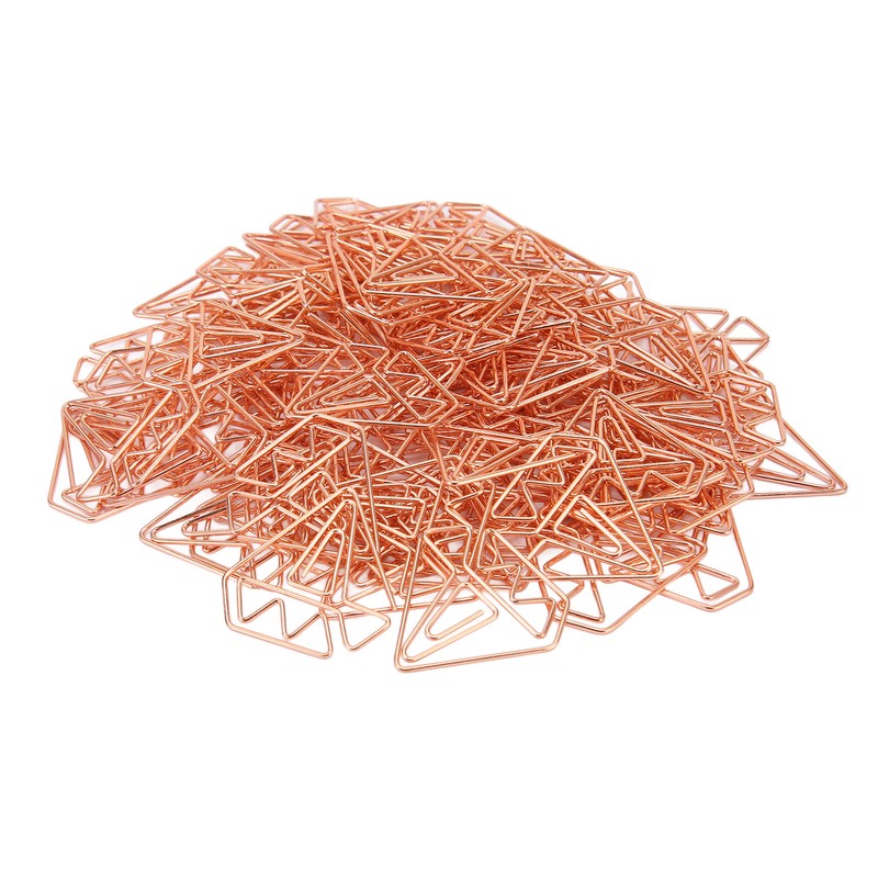 100pcs Rose Gold Paper Clips Cute Diamond Shaped Multifunctional Metal