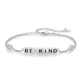Be Kind of A B Bracelet: 925 Sterling Silver Be Kind Hidden Message Bracelets for Women- Be Kind of A Bith Inspirational Jewelry Gifts for Daughter Sister Friends