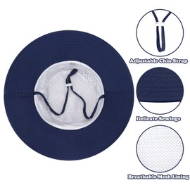 Infant Sun Hat - Baby Boy Hats 0-6 Months Summer Beach Swim Hat for Boys - Navy & Grey