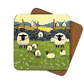 Joys Of Spring Coaster by Thomas Joseph - Funny Sheep