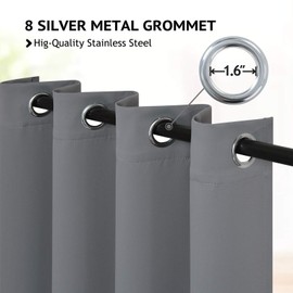 COSVIYA Grommet Room Darkening Curtains 84 inch Length 2 Panels,Thick Polyester Light Blocking Insulated Thermal Window Grey Curtain Drapes for Bedroom/Living Room,52x84 inches