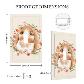 VunKo 1 Gang Toggle Decorative Cute Bunny Flowers Spring Wall Plate - One single Gang Light Switch Plastic Decora Plate Cover with Screws