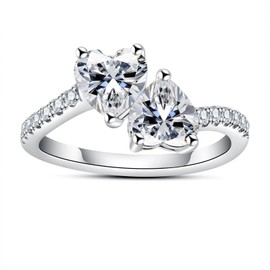 AnuClub Heart Cut Moissanite Rings 2.168cttw D Color VVS1 925 Sterling Silver Statement Engagement Wedding Promise Ring for Women with Certificate Size 5
