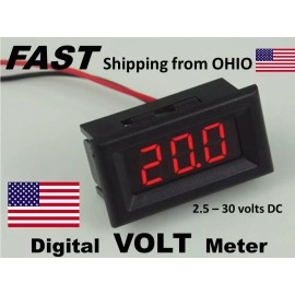 CH Digital Voltmeter 2.5 - 30v DC works with wide voltages 3v 6v 9v 10v 12v 24v