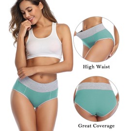 wirarpa Women's Cotton Underwear High Waist Briefs Ladies Soft Breathable Panties Full Coverage Underpants 5 Pack XX-Large