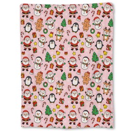 Christmas Blanket, Soft Lightweight Flannel Cute Santa Snowman Penguin Gingerbread Throw Blanket for Couch, Bed, Travel & Decor Gifts, Cozy Warm Fuzzy Holiday Blankets for Adults Women Girls 60×50 in
