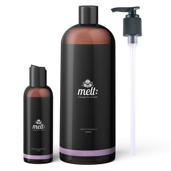 Melt Sensual Massage Oil | Relaxing, Therapeutic Sweet Almond Oil | Soft, Moisturizing Skin Therapy | Provides Couples with Muscle, Body Tension & Stress Relief (16oz)