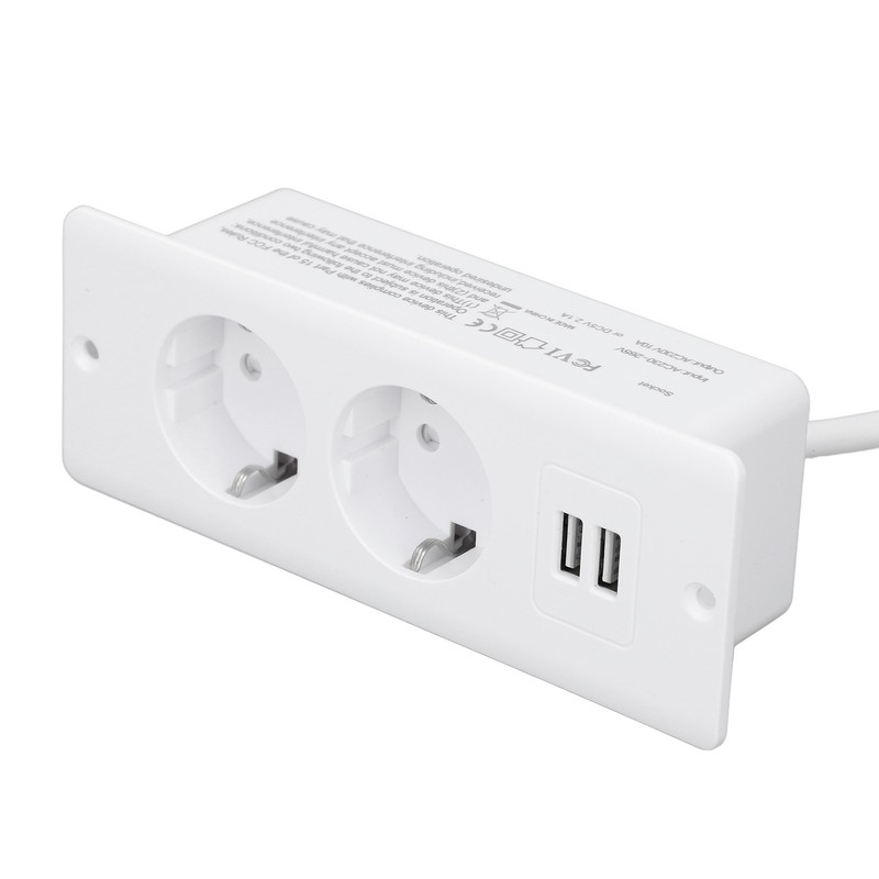 Embedded Power Outlet 2 USB 2 10A Ports Recessed Desk