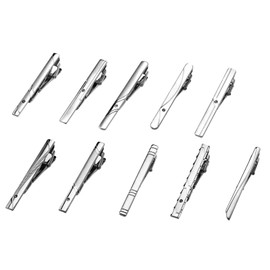 OTOTEC 10 Pcs Sliver Tie Clip Set Wedding Business Mens Formal Wear Gift 2.4 x 0.2 Inch